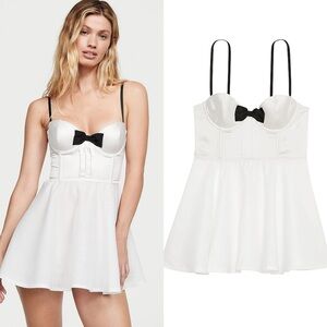 VICTORIA'S SECRET Bow-Topped Bustier Slip Dress size L NWT retail$100